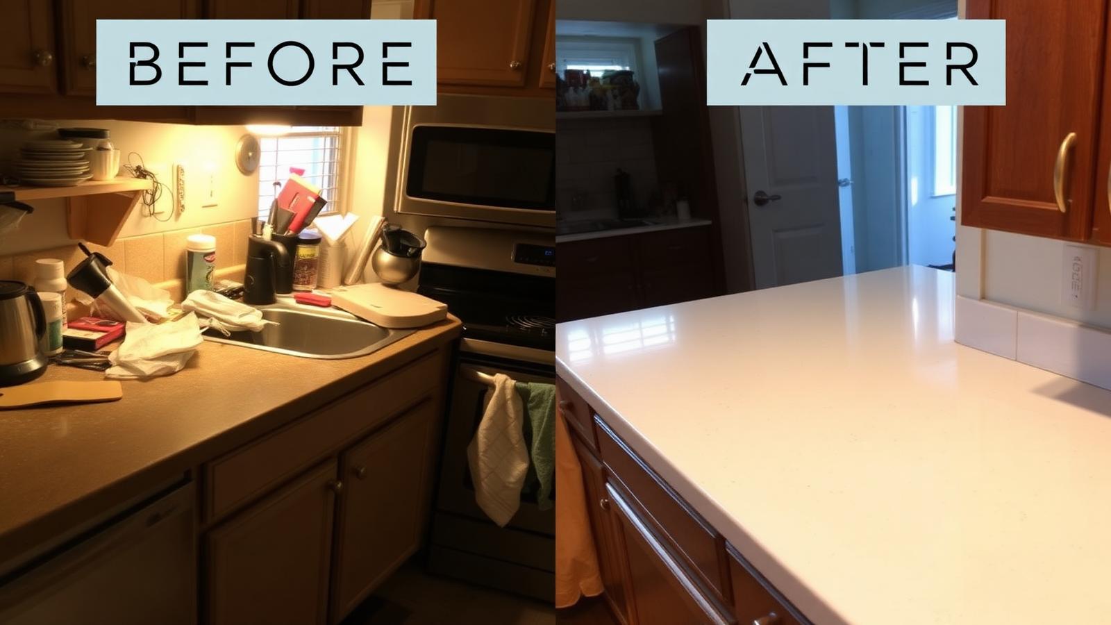 Before and after kitchen cleaning